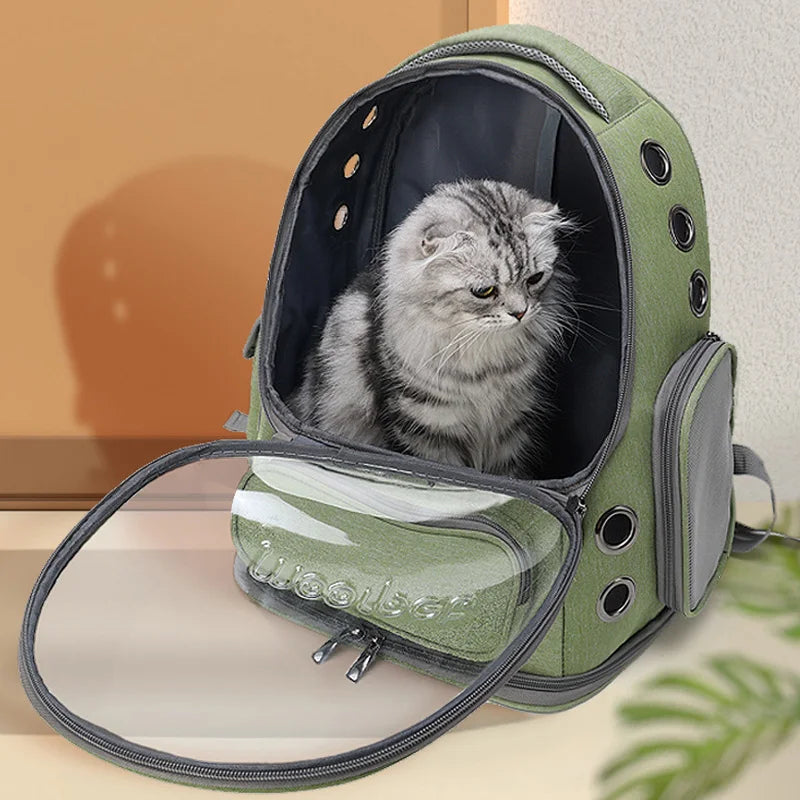 Sac à dos de transport rassurant pour chat – Avec visière