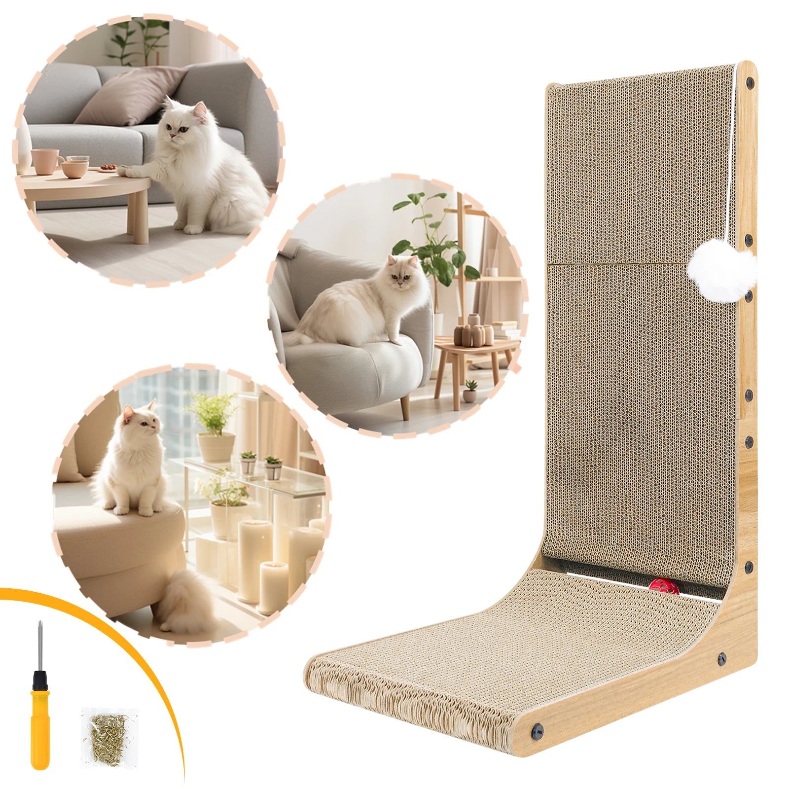 Grattoir en L pour chat – Position naturelle d’étirement