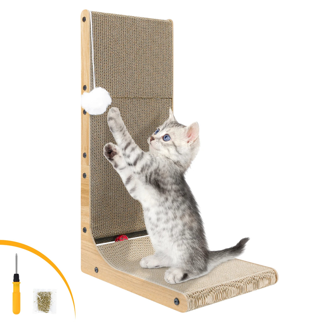 Grattoir en L pour chat – Position naturelle d’étirement